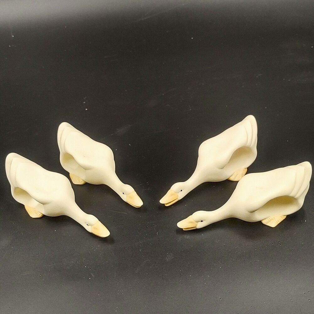 Dept 56 Geese Porcelain Napkin Rings Set of 4 Goose Duck Birds Country Farmhouse